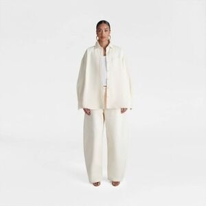 KBB KAHLANA Target S Small The Samira LS Collared Denim Button Down Shirt Cream